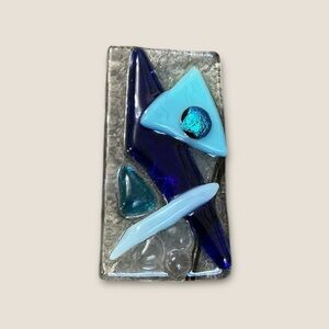 Abstract Glass Art Pendant in Blue and Aqua